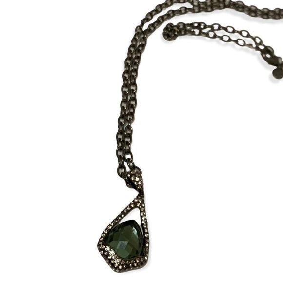 ❤️SOLD❤️ALEXIS BITTAR Suspended Faceted Green Hematite Pendant Necklace - Picture 7 of 9